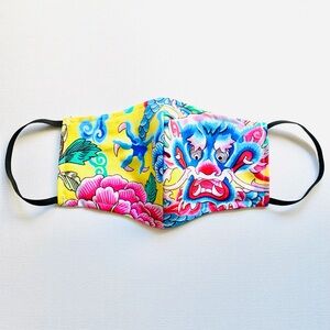 NEW Handmade Yellow Dragon Print Face Mask